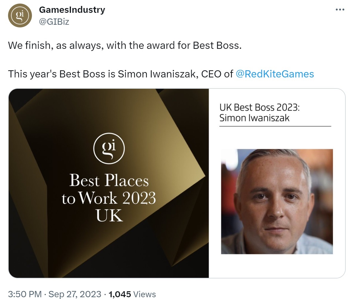 tweet about Simon best boss award